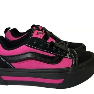 Vans Women's Bold Black and Pink Sneakers